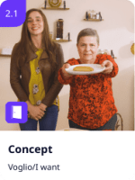 Sophia and Nonna offering food