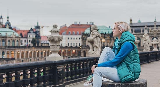 Female tourist in a German city.